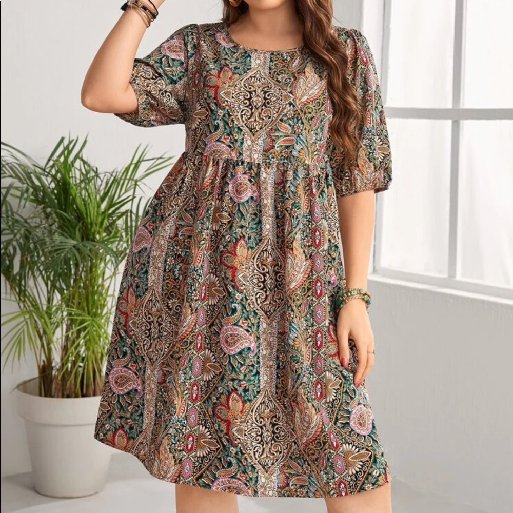 Boho floral paisley print smock dress - Picture 6 of 10